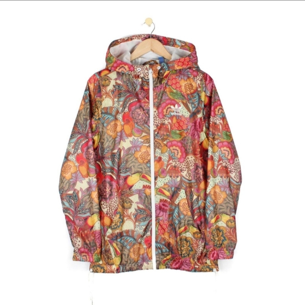 Adidas X Farm Rio Fugiprabali Windbreaker Tropical Parrot Jacket Coat